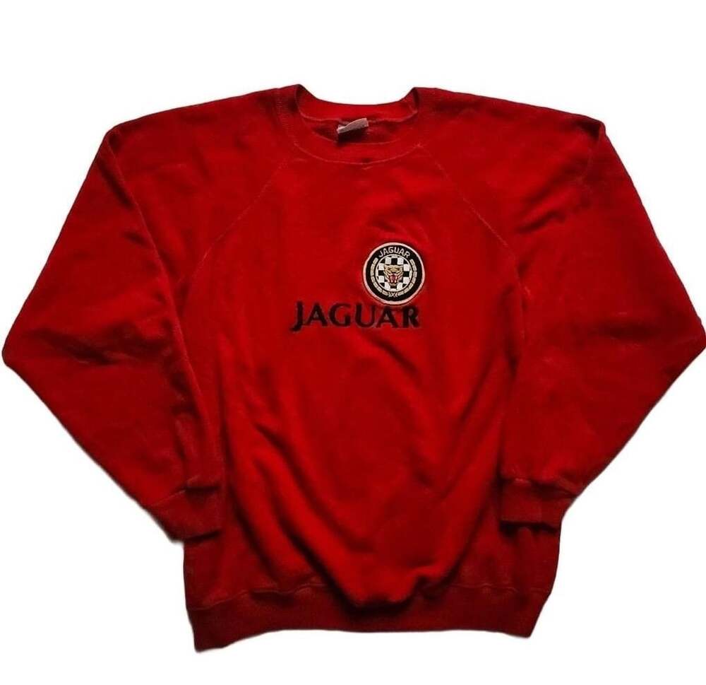 Hanes Jaguar Sweatshirt Size XL Vintage Red Embroidered Logo